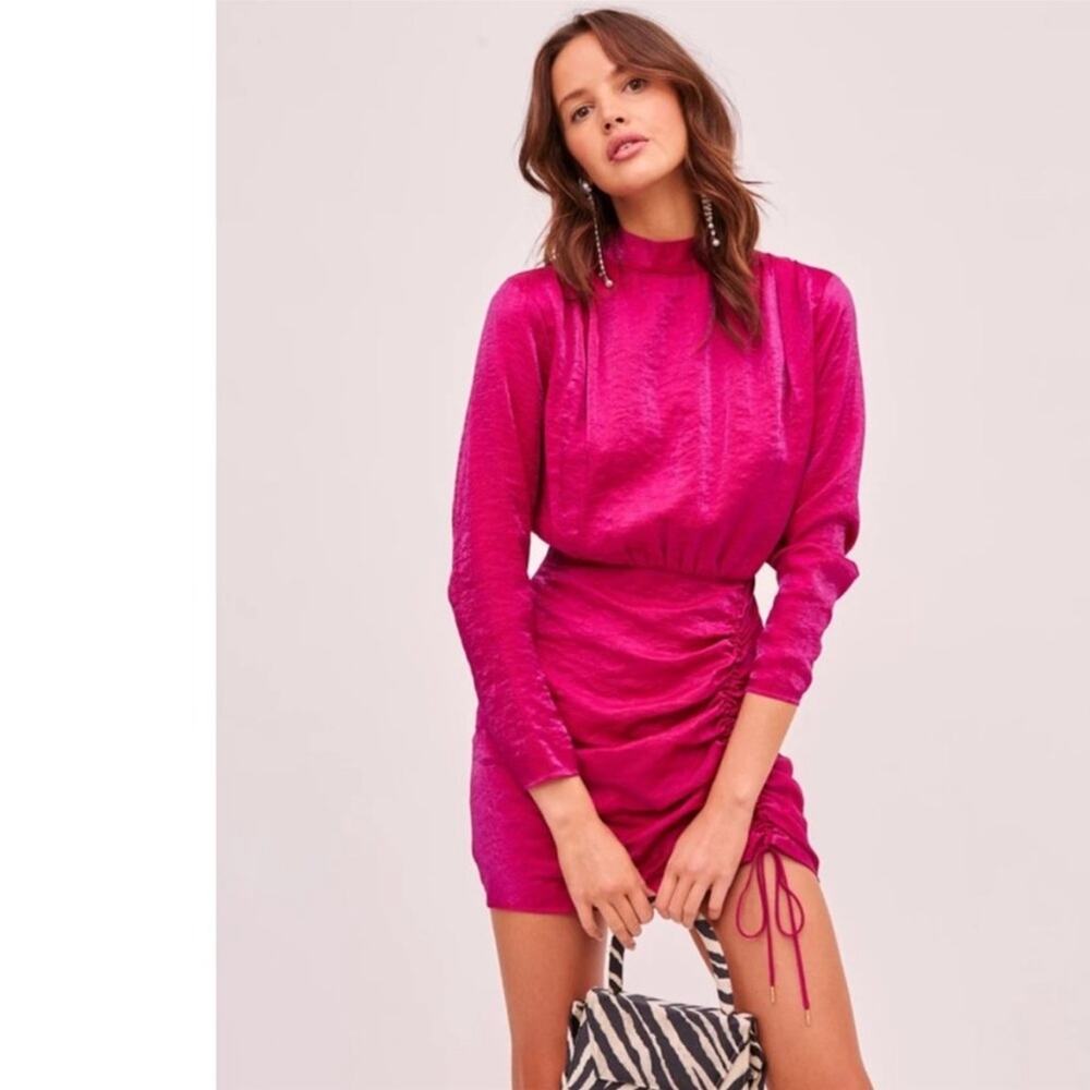 NWT Finders Keepers Fuschia Pink Yasmine Long Sleeve Mini Dress XS